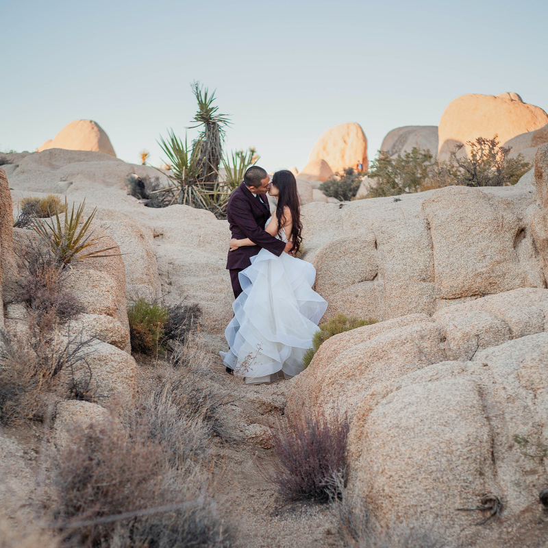 Arizona desert elopement location with bride and groom photos