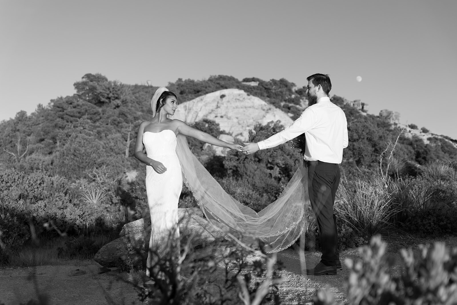 Tucson elopement at Mount Lemmon black and white image